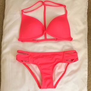 Never worn, VS PINK neon pink bikini